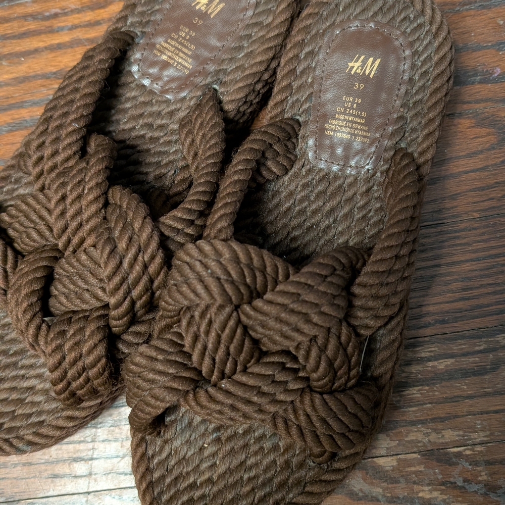 H&M Brown Rope Mules Size 8 - Picture 2 of 5